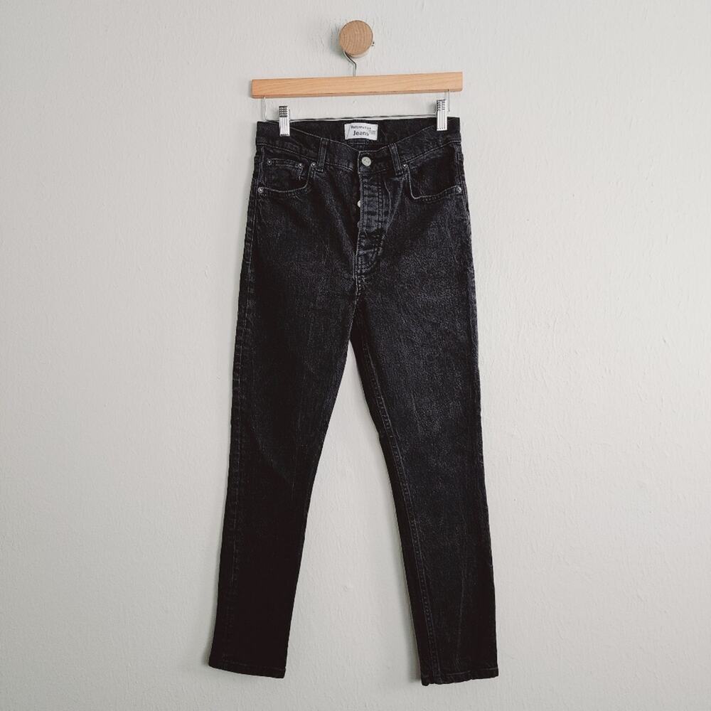 Reformation Serena High Rise Black Skinny Jeans Exposed Button Fly Size 28 EUC